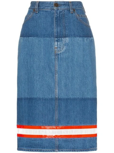 Calvin Klein 205w39nyc Reflective Stripe Mixed Wash Denim Skirt In 400  Blue
