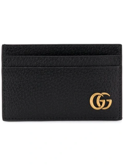 Gucci Marmont Full-grain Leather Cardholder In Black