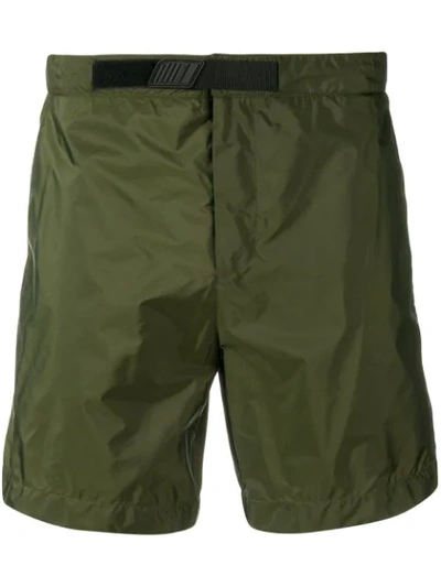 Prada Logo Patch Swim Shorts In Green