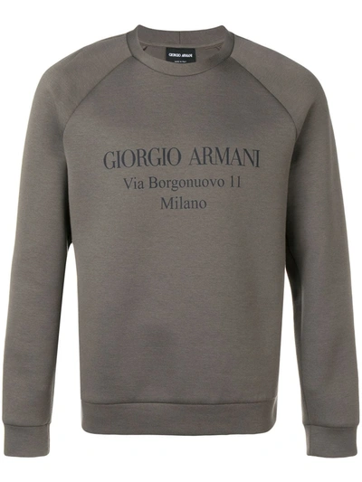 Giorgio Armani Printed Cotton Sweatshirt In Grey