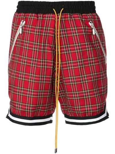 Rhude Plaid Basketball Shorts In Red