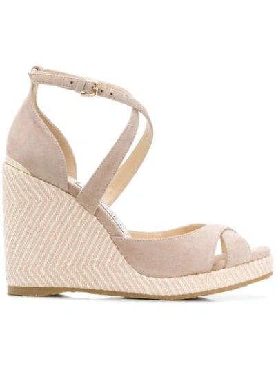 Jimmy Choo Alanah 105 Suede Wedge Sandals In Pink