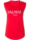Balmain Logo-print Tank Top In Red