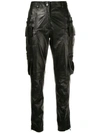 RED VALENTINO RED VALENTINO LEATHER CARGO TROUSERS - BLACK