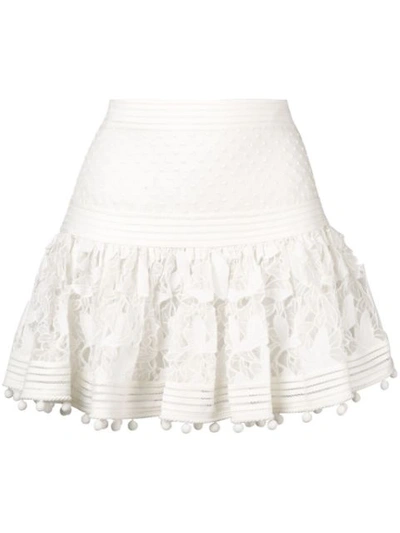 Zimmermann Corsage Embellished Mini Skirt In White