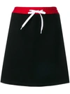 MIU MIU MIU MIU LOGO TAPE JERSEY SKIRT - 黑色