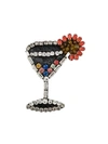 N°21 Nº21 EMBELLISHED COCKTAIL GLASS BROOCH - 黑色