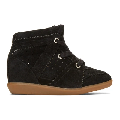 Isabel Marant Bobby Suede Wedge Trainers In Black