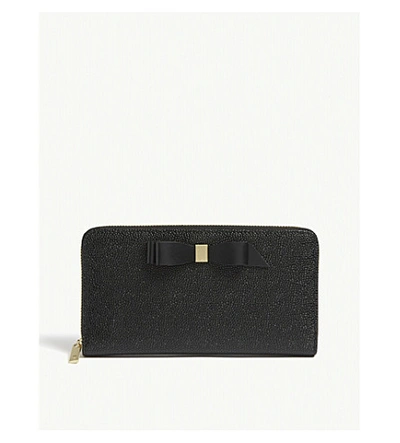 Ted Baker Bow Detail Leather Matinee Purse In Black