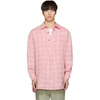 JW ANDERSON JW ANDERSON PINK LINEN GRID TUNIC SHIRT