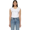 BALMAIN BALMAIN WHITE BUTTONED LOGO SLEEVELESS T-SHIRT