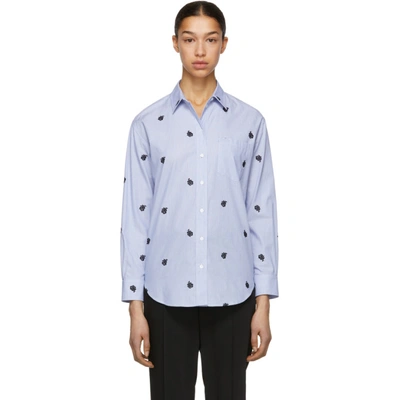 Kenzo Rose Embroidered Shirt In 64 -sky Blu