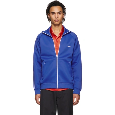Kenzo Stand Collar Track Jacket In Blue