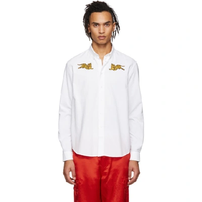 Kenzo Jumping Tiger Crest Woven Shirt In White