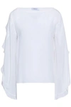 BAILEY44 BAILEY 44 WOMAN RUFFLE-TRIMMED SILK BLOUSE WHITE,3074457345620001229