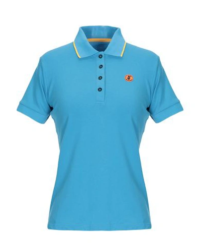 Save The Duck Stretch Cotton Polo Shirt In Turquoise