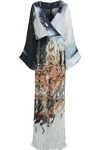 BALMAIN BALMAIN WOMAN WRAP-EFFECT PRINTED SILK-GEORGETTE MAXI DRESS MULTICOLOR,3074457345619946191