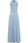 BALMAIN BALMAIN WOMAN COTTON-BLEND GAUZE MAXI SHIRT DRESS LIGHT DENIM,3074457345619943792