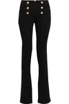 BALMAIN BUTTON-EMBELLISHED MID-RISE FLARED JEANS,3074457345623211133