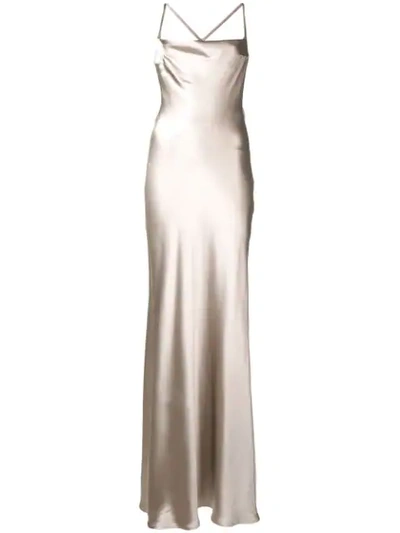 Galvan Whiteley Silver Silk Gown In Grey