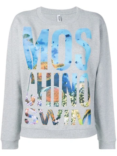 Moschino Swim Sea Print Logo Sweatshirt - 灰色 In Grey