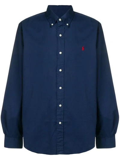 Polo Ralph Lauren Pony-embroidered Custom-fit Garment-dyed Cotton Oxford Shirt In Navy