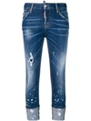 DSQUARED2 DISTRESSED TURN UP JEANS