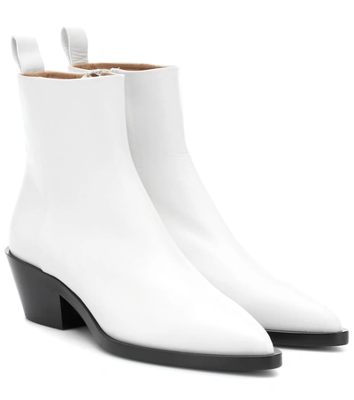 Jil Sander Side Zip Ankle Boots In White