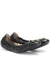 Tod's Crocodile Effect Leather Ballerina Shoes In Black
