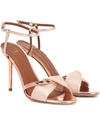 MALONE SOULIERS TERRY 100 SATIN AND LEATHER SANDALS,P00359081