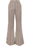 A.W.A.K.E. CHECKED COTTON-BLEND TWILL FLARED PANTS