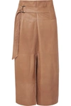 BRUNELLO CUCINELLI BELTED LEATHER MIDI SKIRT