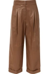 BRUNELLO CUCINELLI CROPPED LEATHER WIDE-LEG PANTS