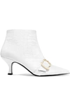 ERDEM SIENNA CROC-EFFECT GLOSSED-LEATHER ANKLE BOOTS