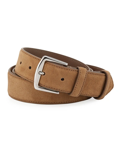 Light Yellow Suede Leather Belt