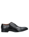 Doucal's Blue Oxford Shoes In Brushed Leather With Toe Cap In Black