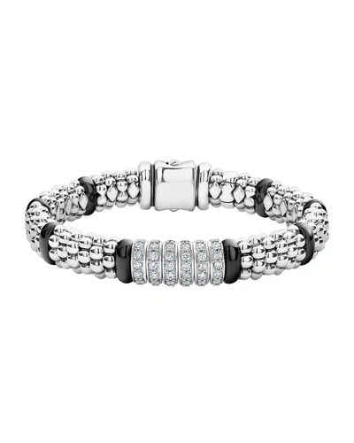 LAGOS BLACK CAVIAR 6-DIAMOND STATION BRACELET,PROD216910211