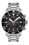 Tissot Men's Swiss Chronograph Seastar 1000 Stainless Steel Bracelet Diver Watch 45.5mm In Silver/ Black/ Silver