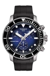 Tissot Seastar 1000 Blue-dial & Black Rubber Strap Chronograph, 45.5mm In Black/ Blue/ Silver