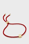 Monica Vinader Linear Solo 18ct Yellow Gold-plated Vermeil Silver And Diamond Friendship Bracelet In Red