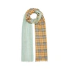 BURBERRY VINTAGE CHECK COLOUR BLOCK WOOL SILK SCARF