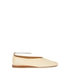 JIL SANDER Cream whip-stitched leather flats