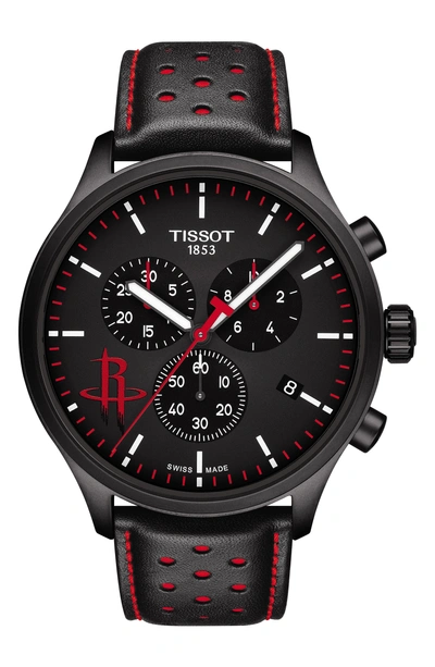 Tissot Chrono Xl Nba Houston Rockets Chronograph Watch, 45mm In Black/ Red