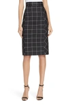 MILLY CHECK PENCIL SKIRT,215CT02934