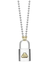Lagos Beloved Large Lock Two-tone Pendant Necklace In Silver