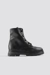 NA-KD zip Detail Combat Boots Black