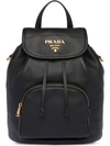 Prada Pebbled Leather Backpack In Black