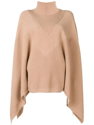 Givenchy Cashmere Turtleneck Cape-sleeve Sweater In 280-camel Beige Camel
