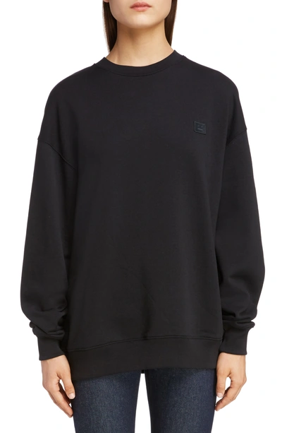 Acne Studios Forba Face Oversize Sweatshirt In Black