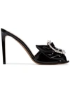 ALEXANDRE VAUTHIER BLACK LOLA 100 CRYSTAL EMBELLISHED PATENT LEATHER MULES